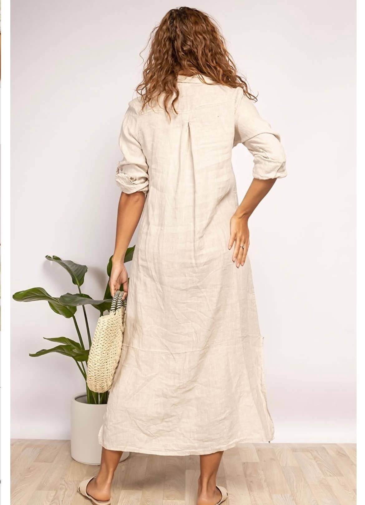 Handcrafted Italian Linen Long Shirt - Spring Summer