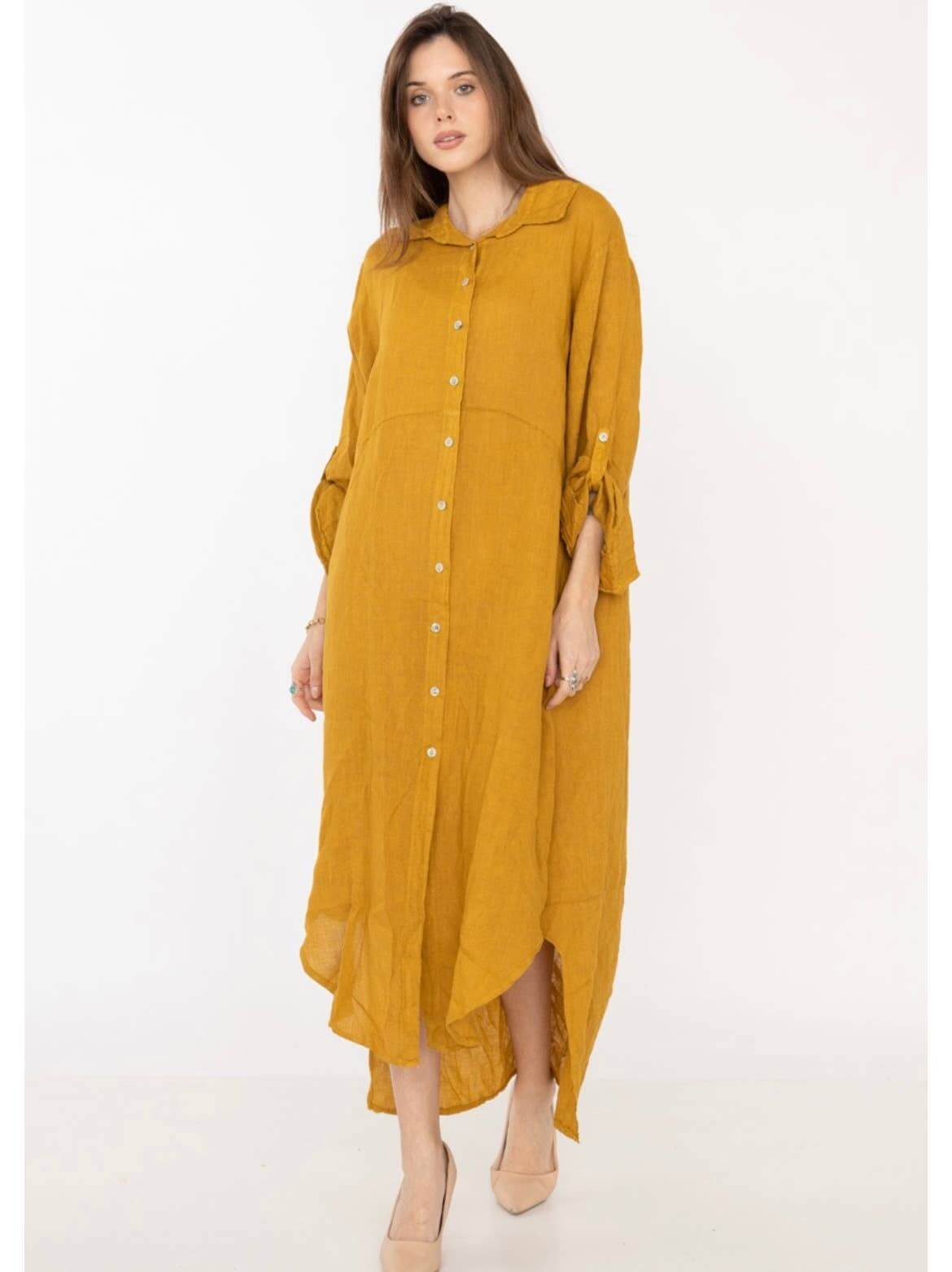Handcrafted Italian Linen Long Shirt - Spring Summer
