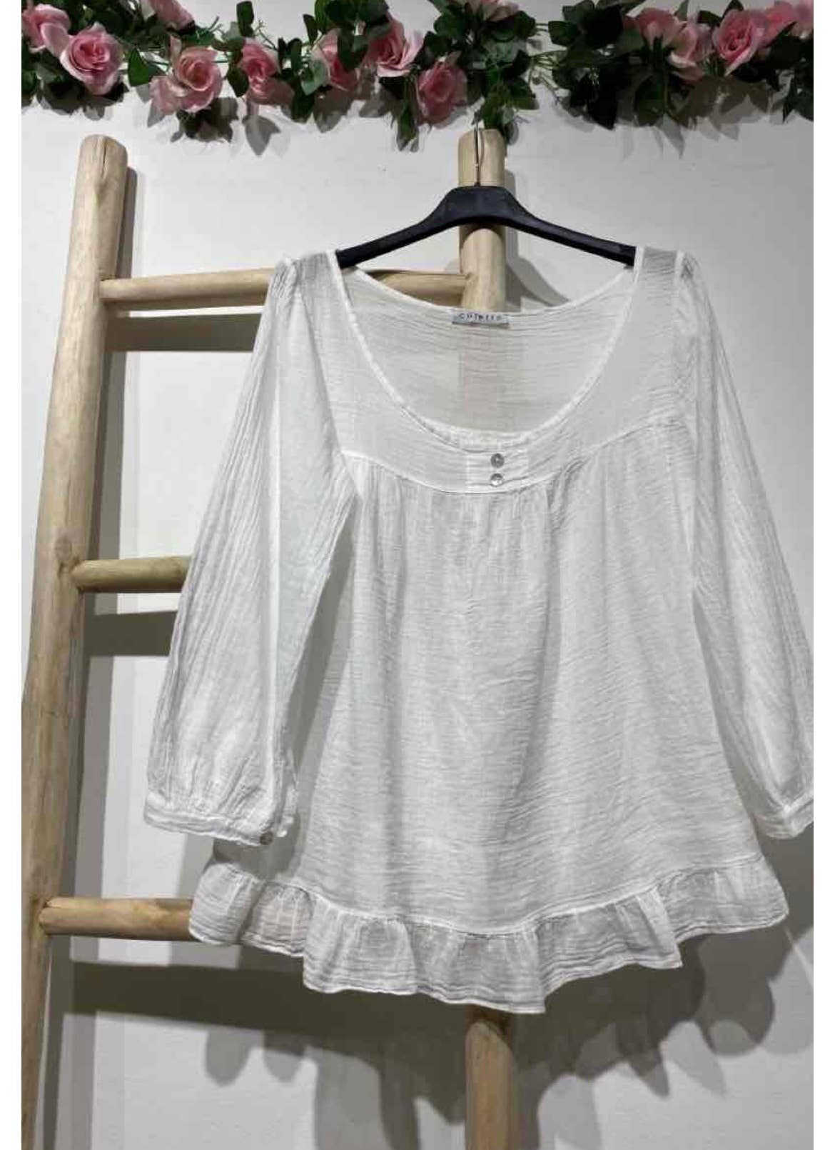 Italian Women’s Linen Top – One Size, Made in Italy, Eco-Friendly Care
