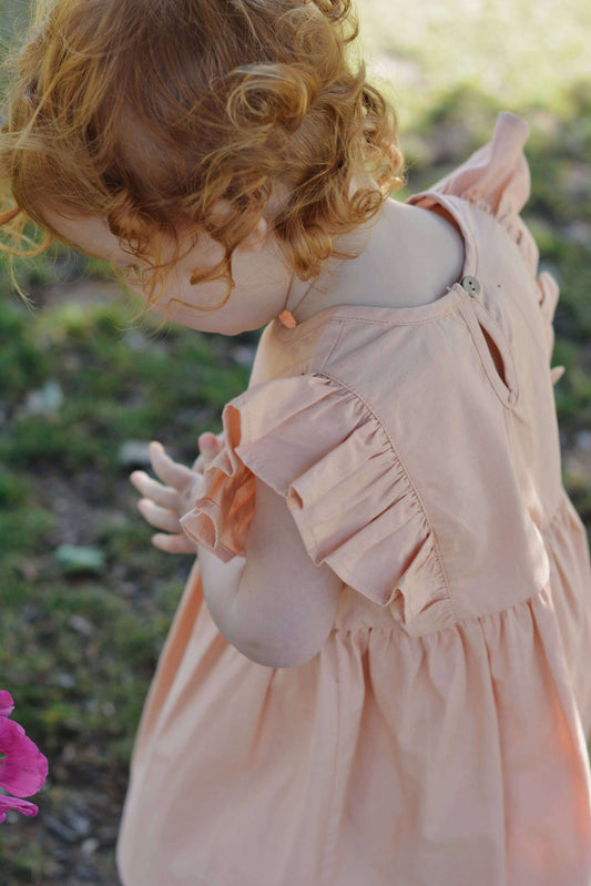 DINA Dress Apricot (18-24M Girls) – 100% Cotton, Ethical Kidswear