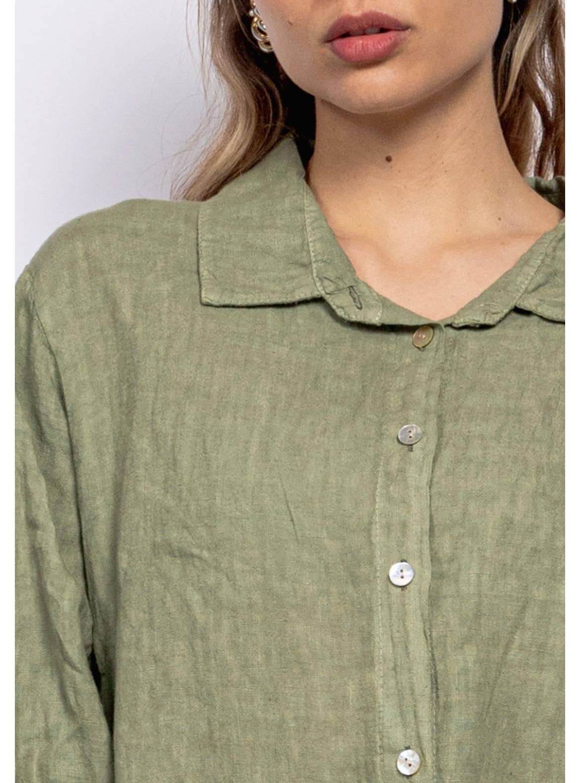 Handcrafted Italian Linen Long Shirt - Spring Summer