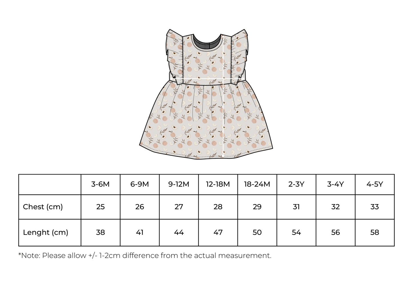 Blue with Peach Pattern, Ruffles & Coconut Buttons