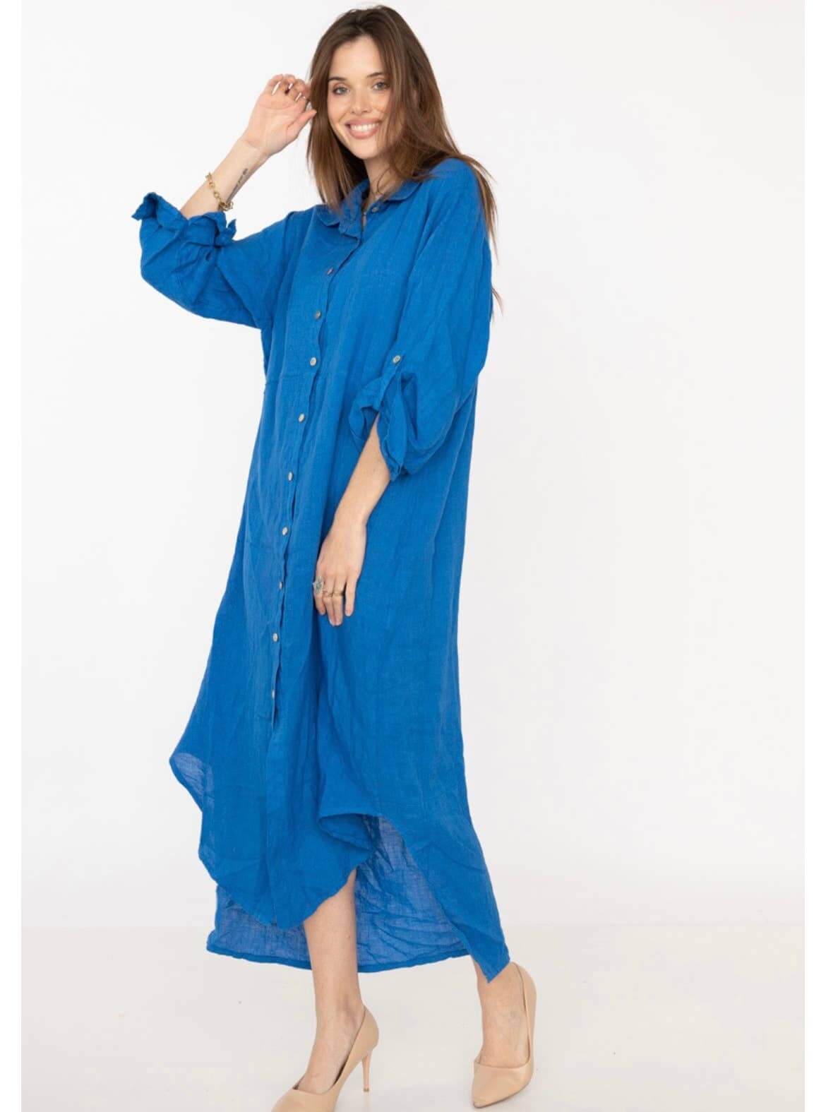 Handcrafted Italian Linen Long Shirt - Spring Summer