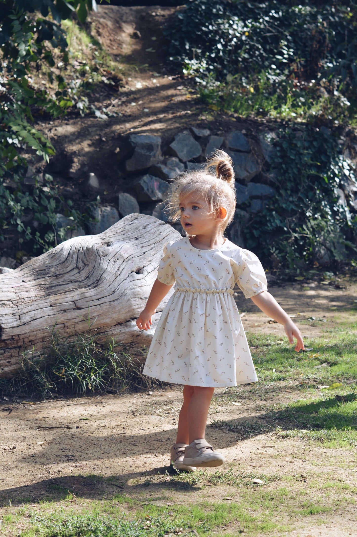 Baby Girl Floral Summer Dress – Beige, 100% Cotton, OEKO-TEX | ELIANE Dress