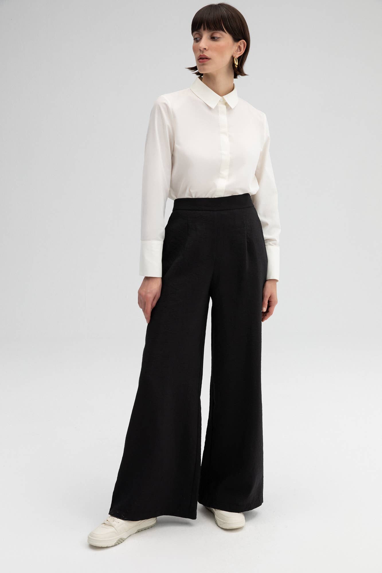 WIDE-LEG HIGH WAIST CUPRO PANTS