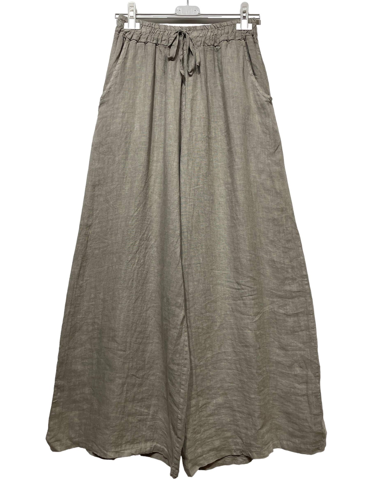 Made in Italy – One Size Linen Blend Wide-Leg Pants