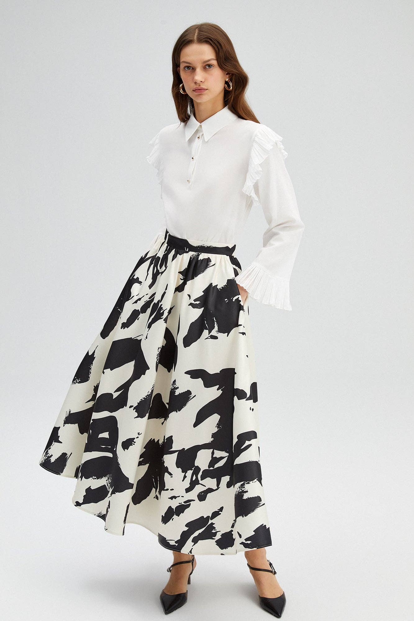 Patterned Midi Skirt