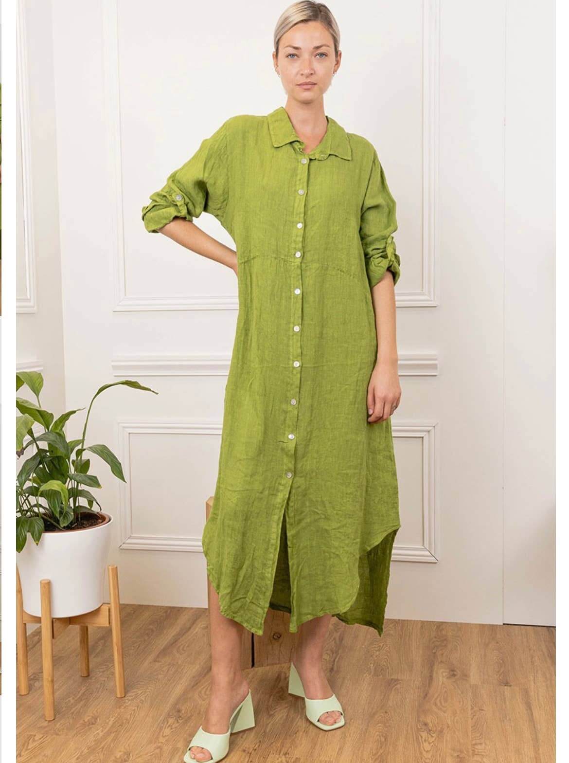 Handcrafted Italian Linen Long Shirt - Spring Summer