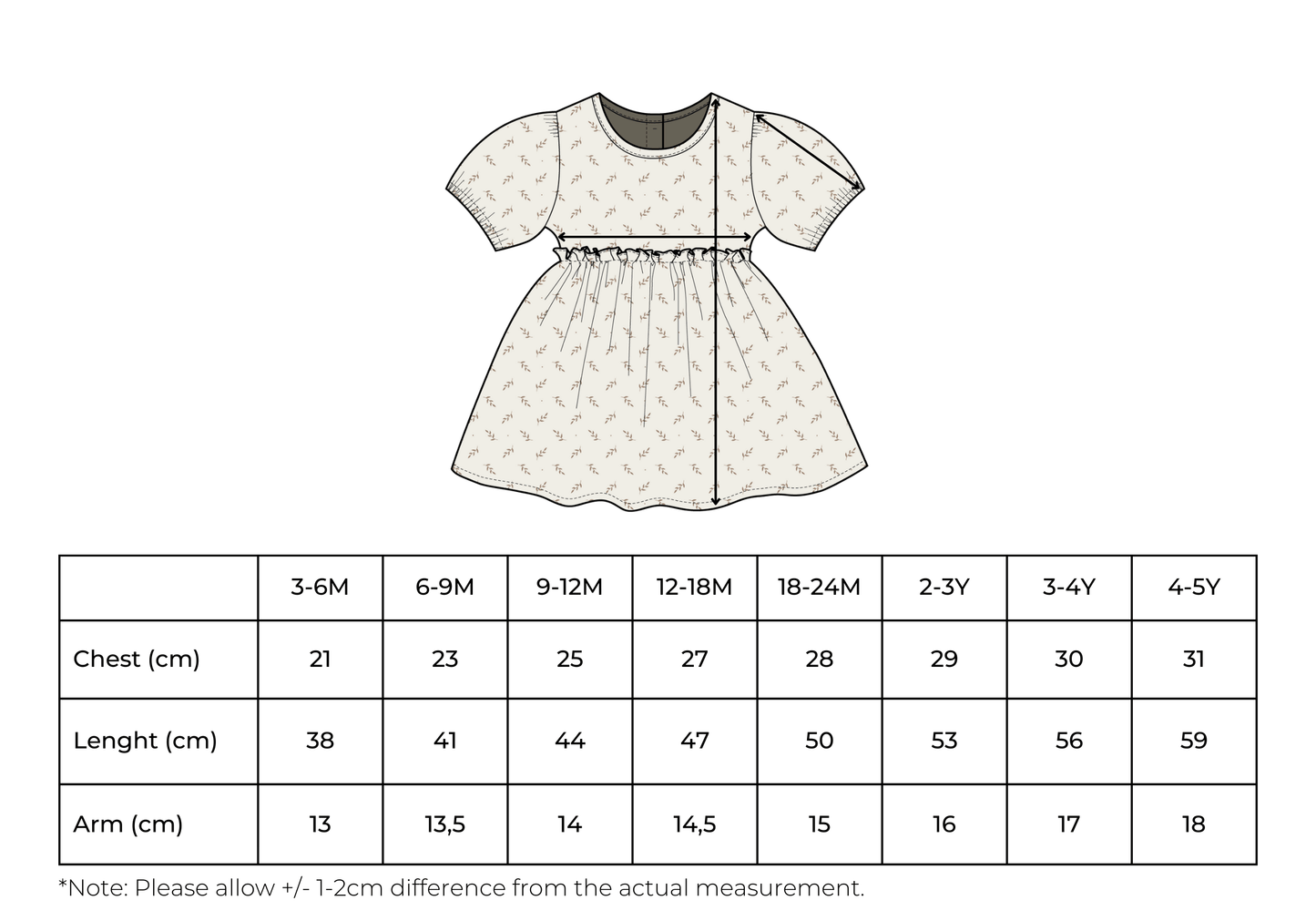 Baby Girl Floral Summer Dress – Beige, 100% Cotton, OEKO-TEX | ELIANE Dress