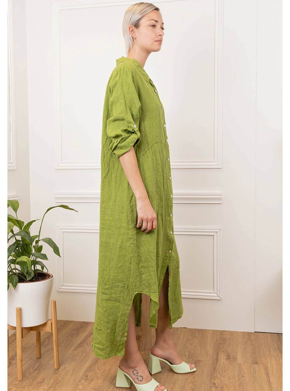 Handcrafted Italian Linen Long Shirt - Spring Summer