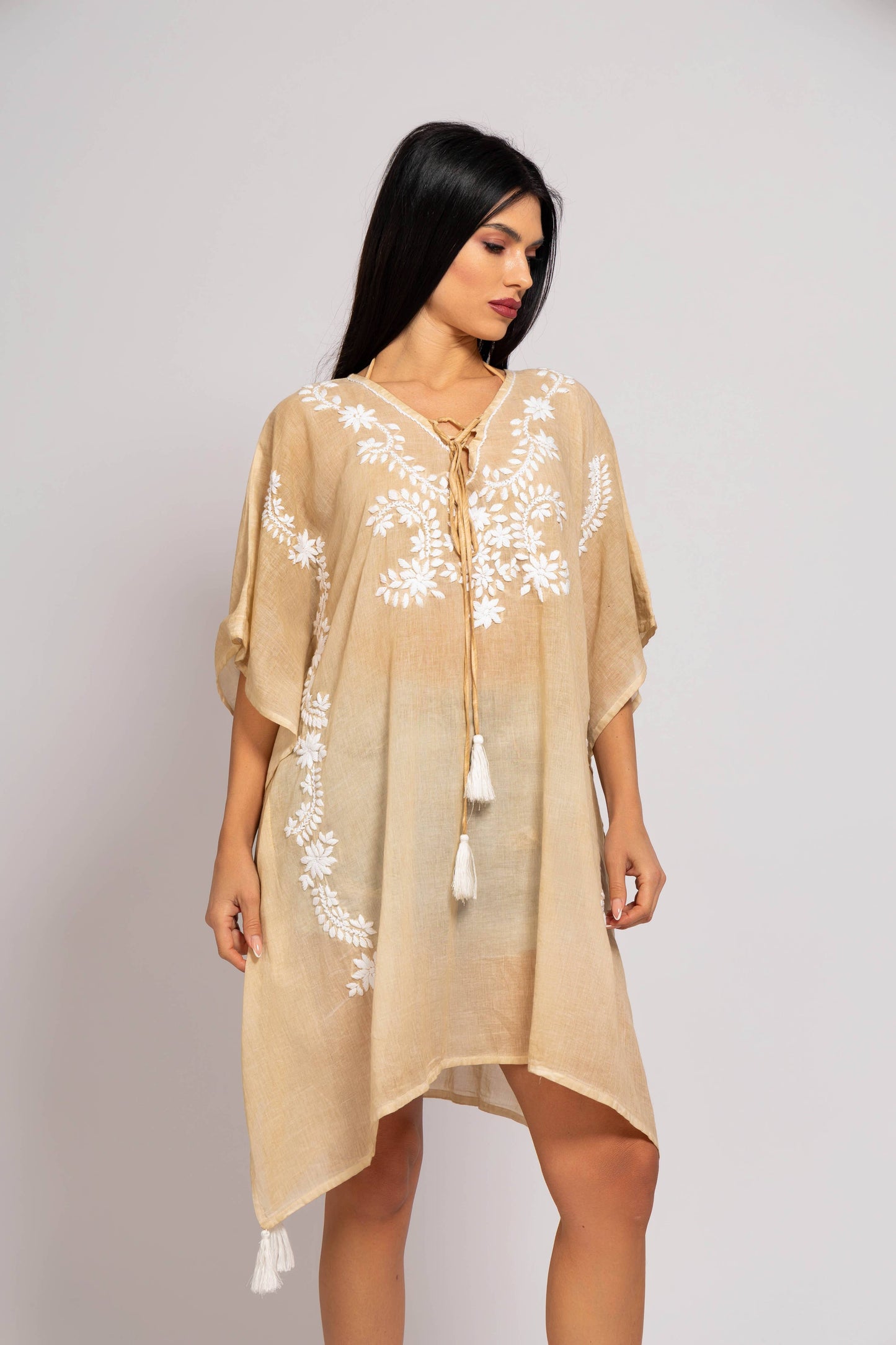 Kaftan with White Embroidery