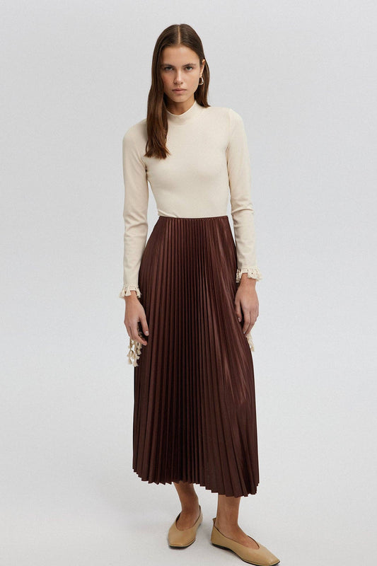 PLEATED SKIRT - MAXI LENGTH, HIGH WAIST