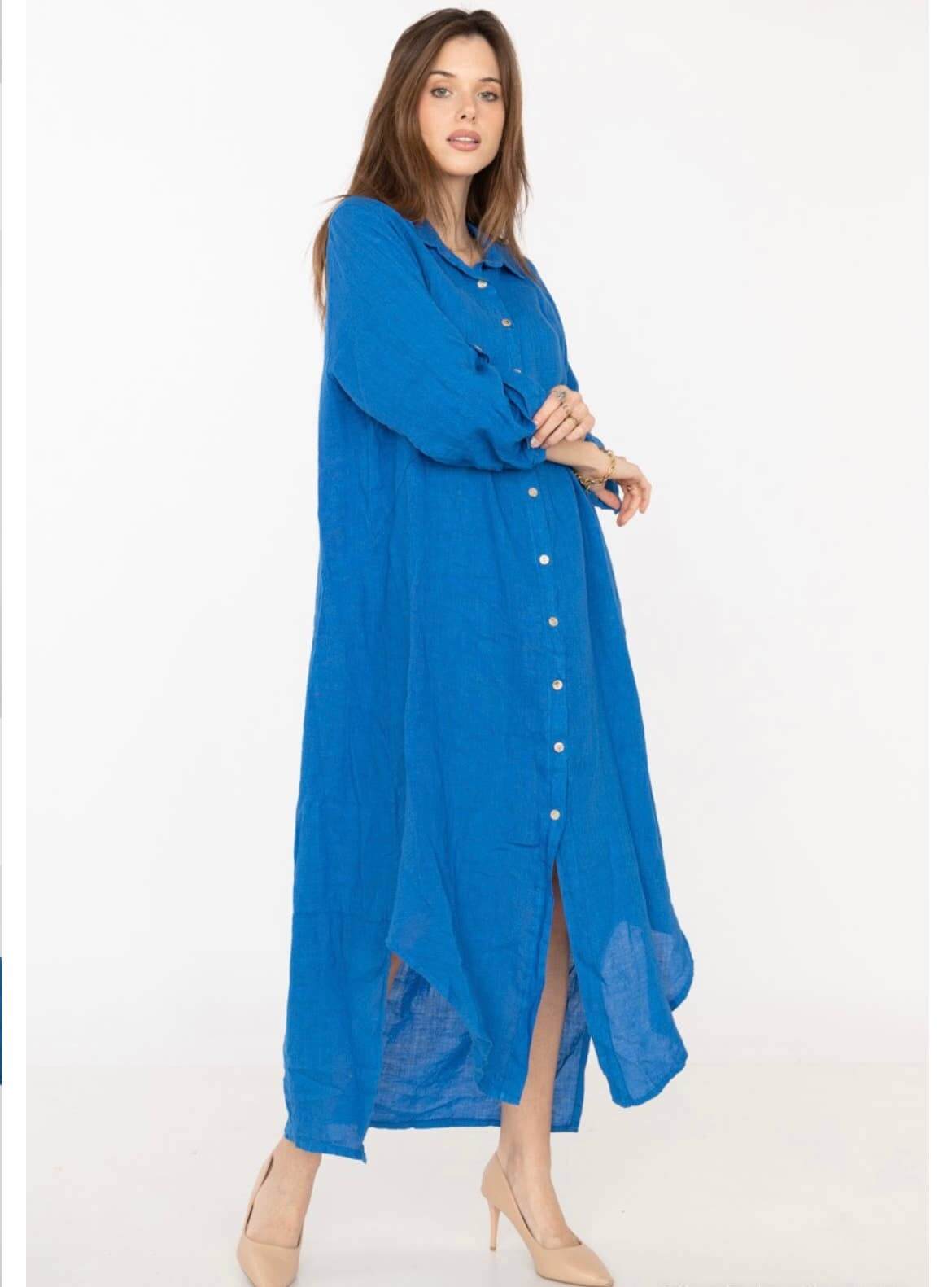 Handcrafted Italian Linen Long Shirt - Spring Summer