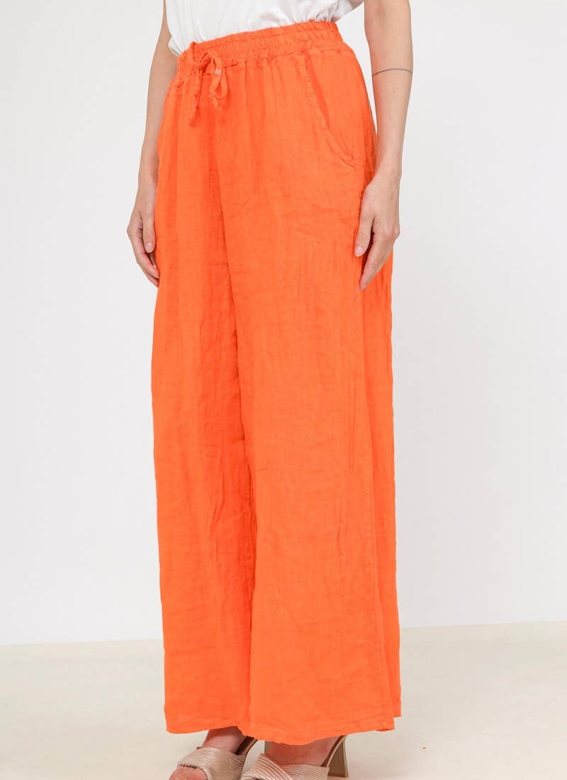 Made in Italy – One Size Linen Blend Wide-Leg Pants