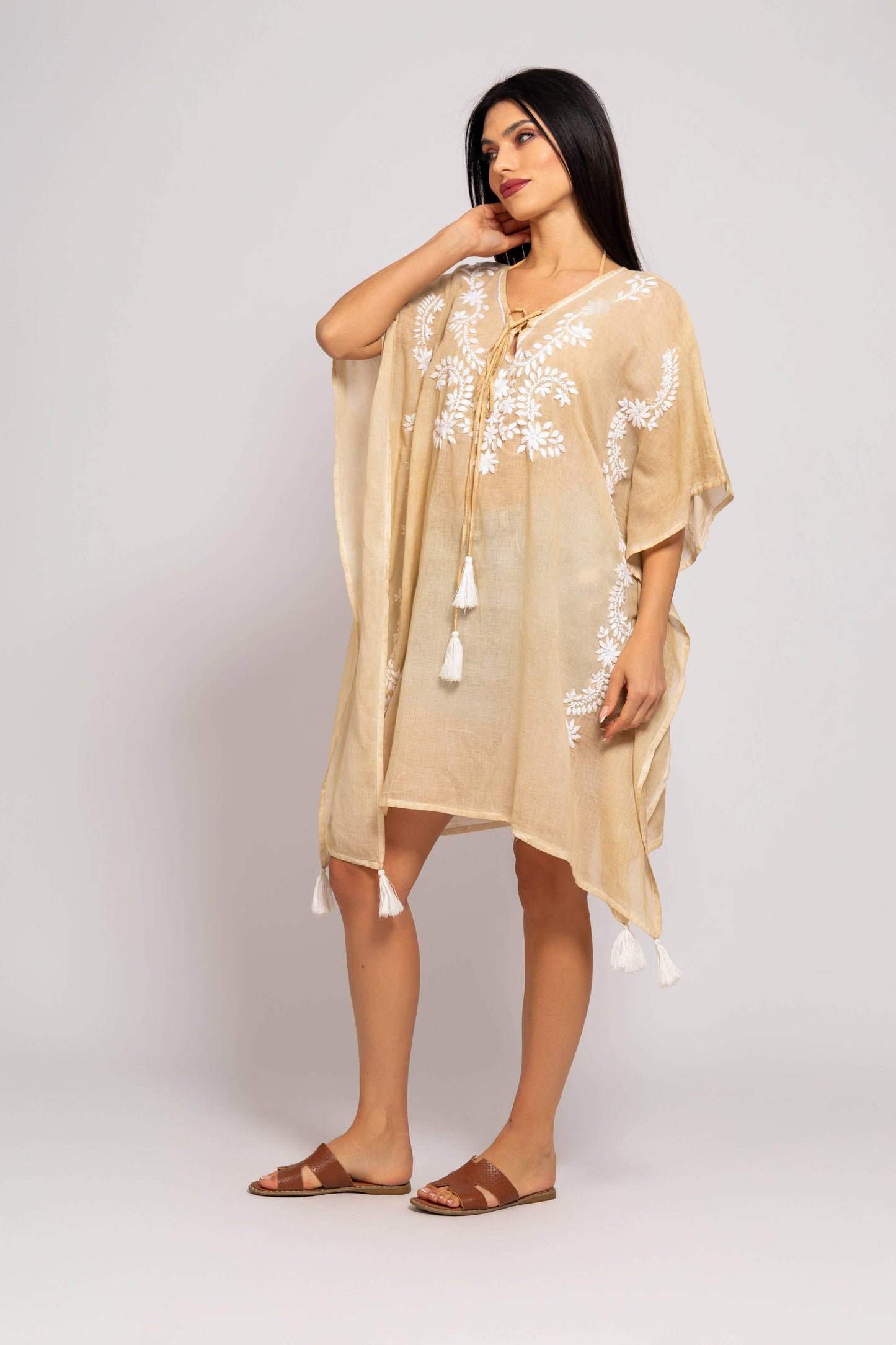 Kaftan with White Embroidery