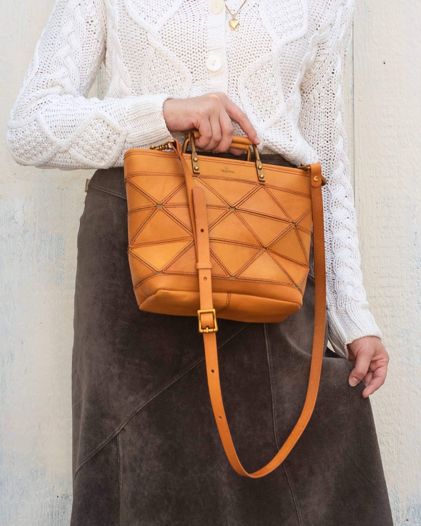 Origami Small Leather Tote Bag